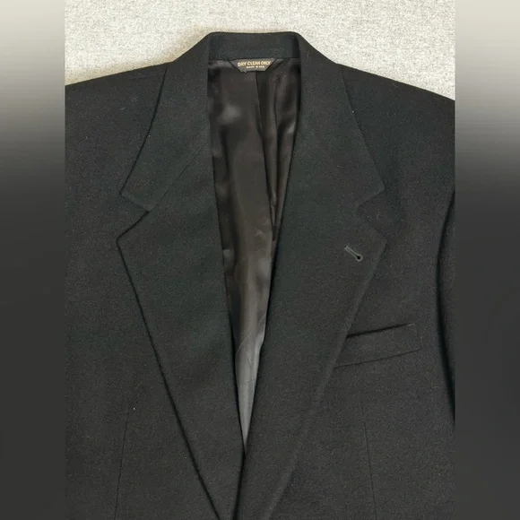Bill Blass Blazer Mens 44R Black 100% Camel Hair Sport Coat Made in USA‎